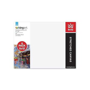 KINGART White 9 x 12 Stretched Artist Canvas, Pack of 8, Gesso Primed - 100% Cotton Canvases, 5/8 Profile, Art Supplies for Oil and Acrylic ting