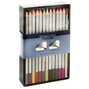 Watercolor Pencils Set of 24 with Brush