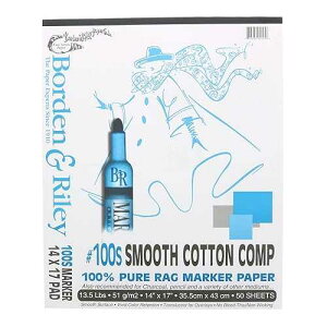 Borden & Riley #100S �R�b�g���R���v �X���[�X �}�[�J�[ �y�[�p�[ �p�b�h�A14 x 17 �C���`�A13.5 �|���h 100% �R�b�g�� ���O�A50 ���A�e 1 �p�b�h (10SP141750) Borden & Riley #100S Cotton-Comp Smooth Marker Paper Pad, 14 x