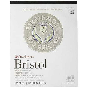 Strathmore (580-62 500 �V���[�Y �u���X�g���A2 �w�x�������\�ʁA11 �C���` x 14 �C���`�A���A15 ��) Strathmore (580-62 500 Series Bristol, 2-Ply Vellum Surface, 11x14, White, 15 Sheets
