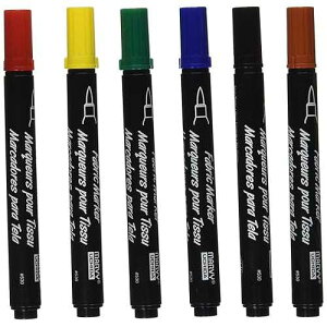 Uchida Fabric Marker Brush Tip, 6-Pack, Primary