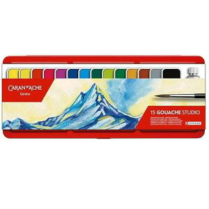 �J�����_�b�V�� �K�b�V���X�^�W�I 15�F�A�\�[�g�Z�b�g �����ʓ��� Caran d'Ache Gouache Studio 15 Assorted Colors Set in Metal Tin