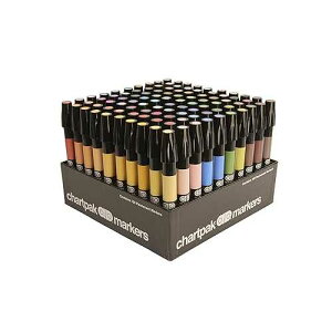 AD Marker The Original Chartpak, Tri-Nib, 100 Assorted Colors in Slot Caddy, 1 Each (AD100)