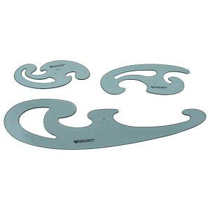 Westcott French Curve Set, 3 Pieces, Clear (KT-8)