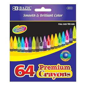 BAZIC PRODUCTS BAZIC 64 Count Premium Quality Color Crayon, Case of 24 (2515-24)