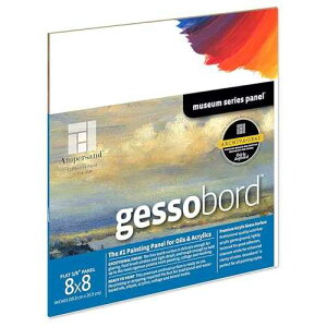 Ampersand Art Supply Museum Series Gessobord / 8x8 / 1/8 Flat Profile / Gesso Wood Painting Panel for Oil and Acrylic Paint & Mixed Media / Canvas Panel Alternative in Professional Art Supplies