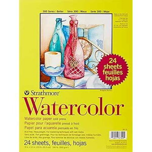 Strathmore 300 Series Watercolor Paper Pad, 9x12 inches, 24 Sheets (140lb/300g) - Artist Paper for Adults and Students - Watercolors, Mixed Media, Markers and Art Journaling