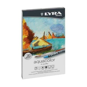 LYRA Aquacolor Wax Crayons - 12 Water Soluble Crayons for Professional and Student Artists - Highly Pigmented Lightfast Watercolor Crayons for Drawing Creating Gradients Washes and More