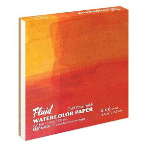 Speedball Fluid Cold Press Watercolor Block, 140lb (300 GSM), 6x6 Inch, 15 Sheets - Two-Sided Binding for Easy Sheet Removal