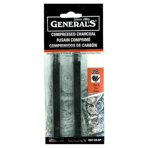GENERAL'S General Compressed Charcoal Stick 2B 2/Pk