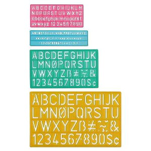 Westcott Lettercraft Plastic Lettering Guide Set, Color Varies, Set of 4 (02145)