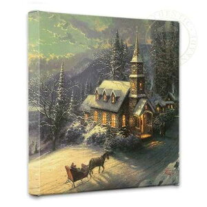 �g�[�}�X �L���P�[�h ���j���̖�̂����� 14 x 14 �M�������[���b�v�L�����o�X Thomas Kinkade Sunday Evening Sleigh Ride 14 x 14 Gallery Wrapped Canvas