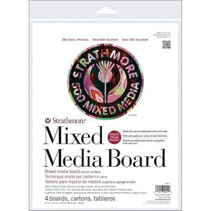 Strathmore Pro-Art (564-11 500 Series Mixed Media Board, Vellum, 11x14, 4 Sheets