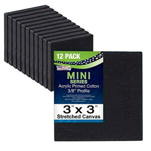 US Art Supply 3�C���` x 3�C���` �u���b�N �~�j �v���t�F�b�V���i�� ���h��X�g���b�` �L�����o�X (�u���b�N �~�j �L�����o�X 12 �� 1 �p�b�N) U.S. Art Supply US Art Supply 3 x 3 Black Mini Professional Primed Stret