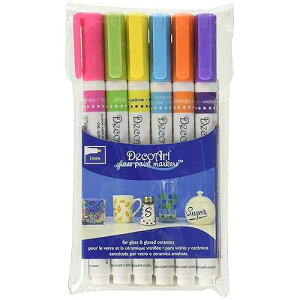 Decoart 6 Piece 1mm Brights Glass Paint Marker Set