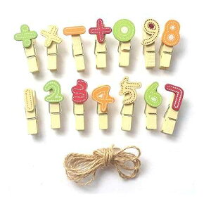 LWR CRAFTS �ؐ��~�j����o�T�~ 28 �ƃW���[�g�R�[�h 8 �t�B�[�g LWR CRAFTS Wooden Mini Clothespins Numbers 28 Pieces and Jute Cord 8ft