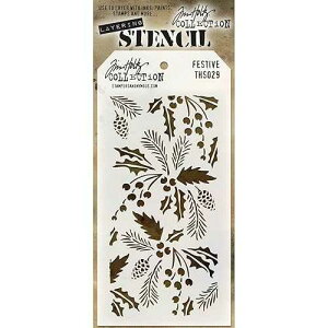 Stampers Anonymous Festive Tim Holtz Layered Stencil, 4.125-Inch by 8.5-Inch