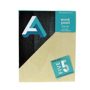 Art Alternatives Classic Wood Panel Value Pack, Studio, .75 Profile, 8 x 10, 5/Pkg.