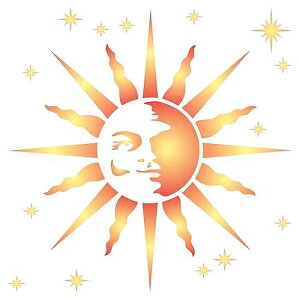 Usnyabni Retro Sun Stencil, 3.25 x 3.25 inch (S) - Celestial Sun Face Art Nouveau Deco Style Stencils by CRAFT KREATIVELY
