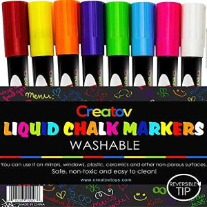 Creatov Liquid Chalk Markers Chalkboard Pens 8 Pack Window Markers Erasable Chalk Blackboard Pen Washable Wet Dry Erase Glass Markers Non Toxic Car Window Marker