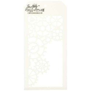 Stampers Anonymous THS052 Gears Tim Holtz ���C���[�h �X�e���V���A4.125 �C���` x 8.5 �C���`�A�z���C�g Stampers Anonymous THS052 Gears Tim Holtz Layered Stencil, 4.125 by 8.5, White