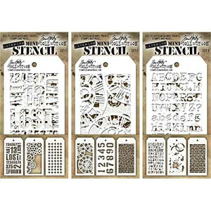 Tim Holtz - 9 �̃~�j ���C�������O �X�e���V�� - �C���_�X�g���A���A�M�A�A�v���X�A���v�������A�ԍ��t���A�N���b�N���A�^�C�|�A�X�v���b�^�[�A�����K - �ʖ��Z�b�g 1�A2 & 3 Tim Holtz - Nine Mini 