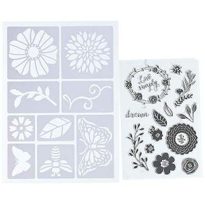 Momenta 26882 Art-C Stencil & Clear Stamp-Flowers & Bugs