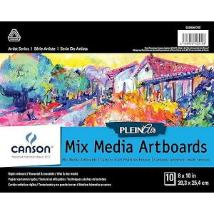 Canson Artist Series Plein Air Mixed Media Paper, Fold Over Art Board, 8x10 inches, 10 Sheets - Artist Paper for Adults and Students - Watercolor, Gouache, Graphite, Ink, Pencil, Marker