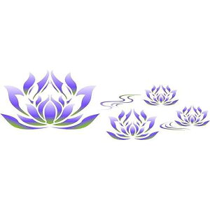 Usnyabni Lotus Flower Border Stencil, 13.5 x 4.5 inch - Classic Egyptian Flower Symbol Stencils by CRAFT KREATIVELY