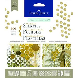 �t�@�[�o�[�J�X�e�� �~�N�X�g���f�B�A�y�[�p�[�X�e���V�� - 101 �R���N�V���� - �ė��p�\�ȃO���t�B�b�N�X�e���V�� 10 �� Faber-Castell Mixed Media Paper Stencils - 101 Collection - 10 Reusable Graphic Stencils