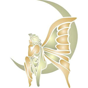 Lassos Boutique Moon Fairy Stencil, 5 x 6.5 inch (XS) - Classic Fairy Moon Design Stencils by CRAFT KREATIVELY