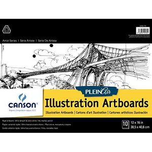 Canson Artist Series Plein Air Illustration Paper, Fold Over Art Board, 12x16 inches, 10 Sheets - Artist Paper for Adults and Students - Colored Pencil, Marker, Ink, Pen