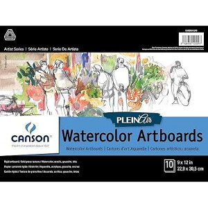 Canson Artist Series Plein Air Watercolor Paper, Fold Over Art Board, 9x12 inches, 10 Sheets - Artist Paper for Adults and Students - Watercolors, Mixed Media, Markers and Art Journaling