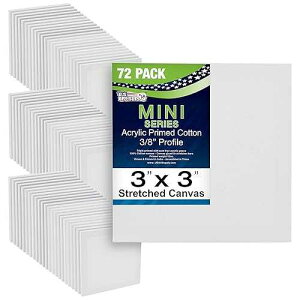 U.S. Art Supply 3x3 Mini Canvases for Painting, 72 Pack Bulk Small Stretched Artist Canvas Professional Primed - Ideal for Arts & Crafts