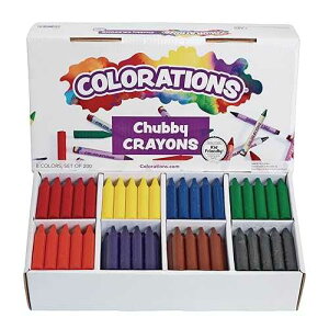 Colorations Chubby Crayons for Kids Set of 200 Rainbow Crayons Classroom Supplies (2-11/16L x 9/16Dia), Yellow