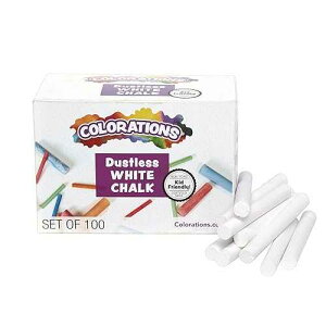 Colorations NODUST Dustless White Chalk, 100 Piece Bulk Pack, Value, Multi-Colored, for Kids, Classroom, Learning, Drawing, Create, Play, Non-Toxic, 3 inches x 3/8 inch