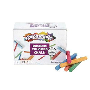 Colorations CNODUST Dustless Colored Chalk, Value, Multi-Colored, for Kids, Classroom, Learning, Drawing, Create, Play, Non-Toxic, 3 inches x 3/8 inch, Assorted, 100 Count (Pack of 1)