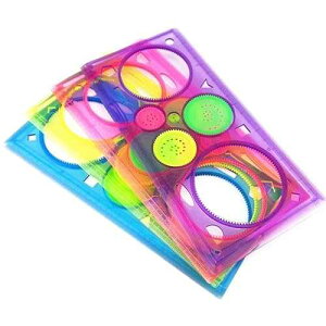 yueton 4�� �����ȃJ���t���ȃv���X�`�b�N �􂦂� �`�� �G�� �O���t�B�b�N �X�e���V�� �X�P�[�� �e���v���[�g�Z�b�g �q���p�N���t�g�A�w�Z�v���W�F�N�g�p yueton 4pcs Transparent Colorful Plastic Washable