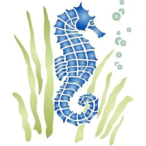 Lassos Boutique Seahorse Stencil, 6 x 6.5 inch (M) - Sea Ocean Nautical Seashore Reef Stencils by CRAFT KREATIVELY