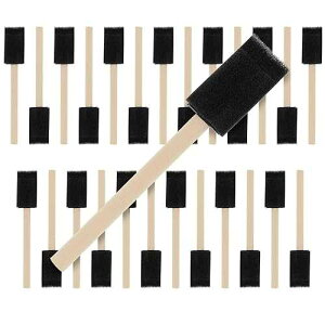 U.S. Art Supply US Art Supply 1 inch Foam Sponge Wood Handle Paint Brush Set (Value Pack of 25) - Lightweight, Durable and Great for Acrylics, Stains, Varnishes, Crafts, Art