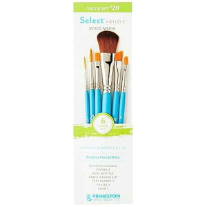 Princeton Select Artiste, Series 3750, Paint Brush for Acrylic, Watercolor and Oil, Set of 6