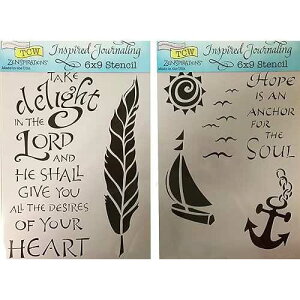 The Crafter's Workshop Set of 2 Bible Journaling Stencils Hope is an Anchor (TCW2150) and Take Delight (TCW2157) 9x6 inches- Bundle 2 Items