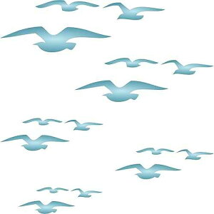 Lassos Boutique Stencils for Walls: Flying Birds Stencil, 10 x 10 inch (M) - Allover Wallpaper Bird Flying