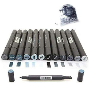 BEMLP 12 Cool Grey Colors Art Markers Grayscale Artist Dual Head Markers Set for Brush Pen Painting Marker School Student Supplies