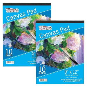 U.S. Art Supply 9 x 12 10-Sheet 8-Ounce Triple Primed Acid-Free Canvas Paper Pad (Pack of 2 Pads), Canvas Paper for Acrylic ting