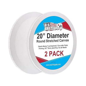 US Art Supply ���a20�C���` ���E���h 12�I���X ���h��W�F�b�\ �v���i�� ���_�X�g���b�`�L�����o�X (2�p�b�N) U.S. Art Supply 20 Inch Diameter Round 12 Ounce Primed Gesso Professional Quality Acid-Free Stretched Canvas (P
