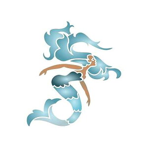 Stencils for Walls Mermaid Stencil, 8 x 8.5 inch (L) - Sea Ocean Nautical Seashore Reef Stencils for Painting Template