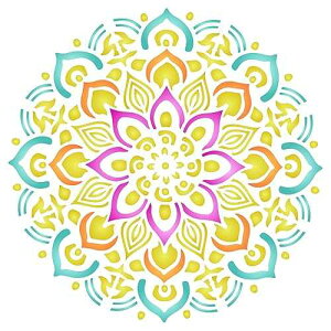 Lassos Boutique Stencils for Walls: Healing Mandala Stencil, 14 x 14 inch (L) - AUM Indian Buddhist Spiritual