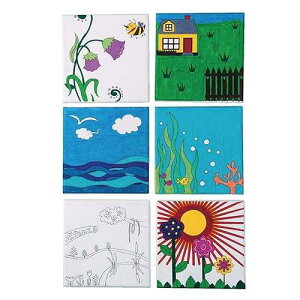 S&S Worldwide S & S Worldwide Paint-Your-Own Designer Canvas Set I, 2 each of 6 Pre-Printed Designs, Great For Kids & Adults, DIY Ready To Paint, 6-1/2 x 6-1/2 Stretched Canvas. Pack of 12,Black and White
