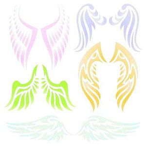 Lassos Boutique Angel Wing Stencil, 6.5 x 6.5 inch (M) - Christian Guardian Wings Stencils by CRAFT KREATIVELY